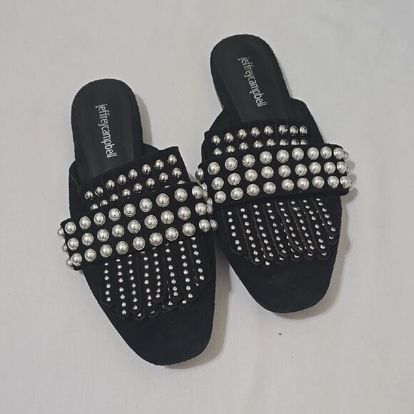 Jeffrey Campbell Shoes - Jeffrey Campbell Black Mules with Silver Embellishments
